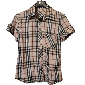 Burberry Women's Classic Plaid Short Sleeve Shirt Est. Sz Small